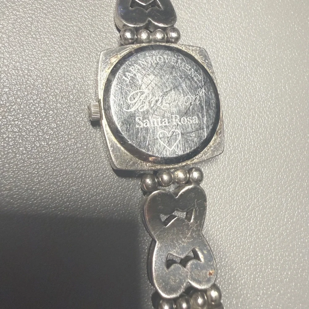 Brighton Santa Rosa Silver Tone Heart Scroll‎ Toggle Link Bracelet Watch Analog